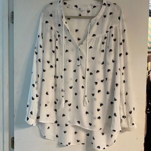 Long sleeve heart shirt with tie tassels